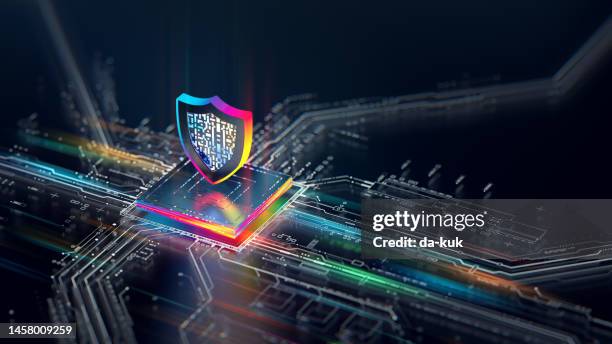 Hardware Security Concept Digital Shield Firewall With Central Computer ...