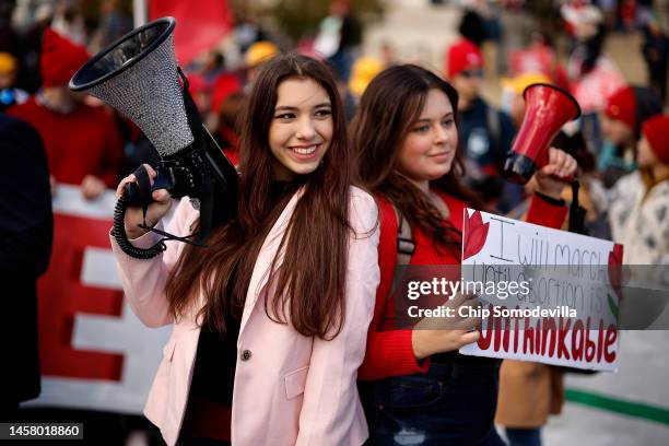 People attend the 50th annual March for Life rally on the National Mall on January 20, 2023 in Washington, DC. Anti-abortion activists attended the...