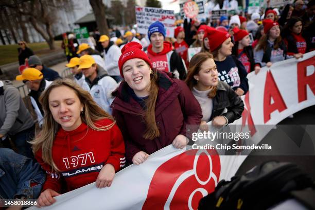 People attend the 50th annual March for Life rally on the National Mall on January 20, 2023 in Washington, DC. Anti-abortion activists attended the...