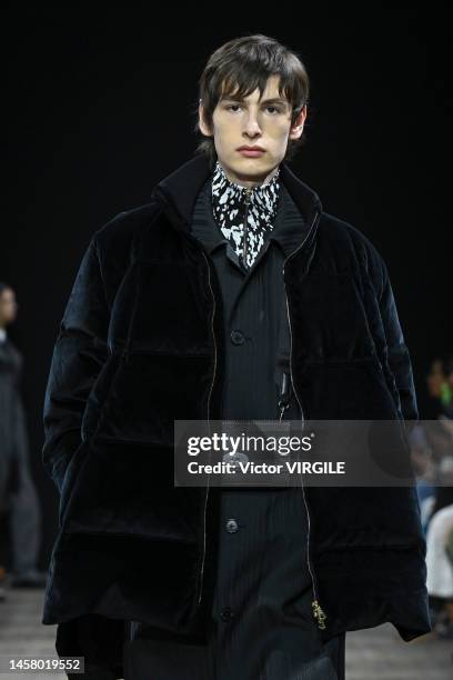 Model walks the runway during the Paul Smith Ready to Wear Fall/Winter 2023-2024 fashion show as part of the Paris Men Fashion Week on January 20,...