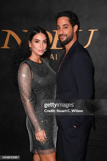 Lamiya Slimani and Sami Slimani attend the New Nobu Opening during the Atlantis, The Royal Grand Reveal Weekend, a new ultra-luxury resort on January...