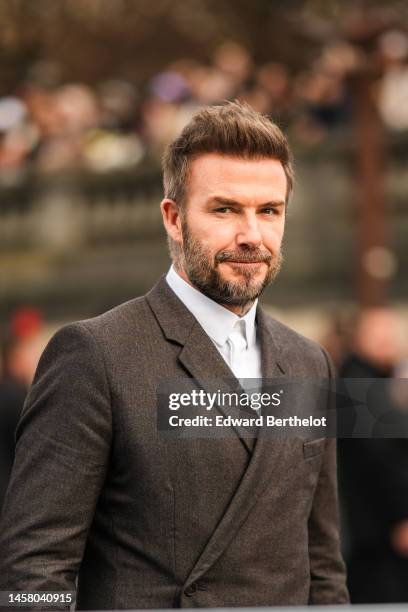 David Beckham is seen outside Dior, during the Paris Fashion Week - Menswear Fall Winter 2023 2024 : Day Four on January 20, 2023 in Paris, France.