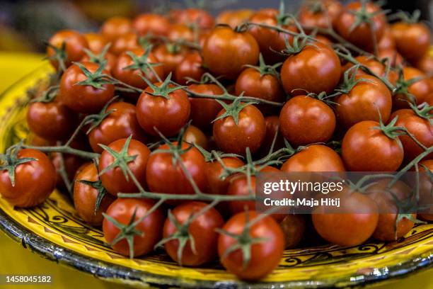 Tomatoes lie on display at the 2023 International Green Week agricultural trade fair on January 20, 2023 in Berlin, Germany. The International Green...