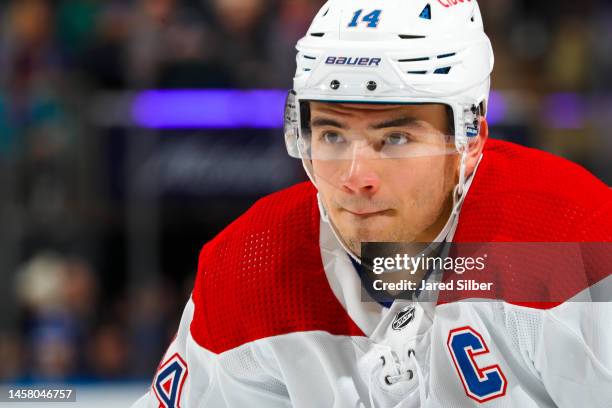 Nick Suzuki of the Montreal Canadiens skates against the New York Rangers at Madison Square Garden on January 15, 2023 in New York City.