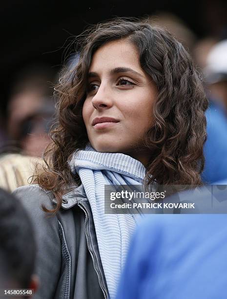 Maria Francesca Perello, aka Xisca, girlfriend of Spain's Rafael Nadal reacts after his win over Spain's Nicolas Almagro during their Men's Singles...
