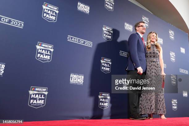 Hall of Famer Dale Earnhardt Jr. And his wife Amy walk the red carpet prior to the NASCAR Hall of Fame Induction Ceremony at Charlotte Convention...