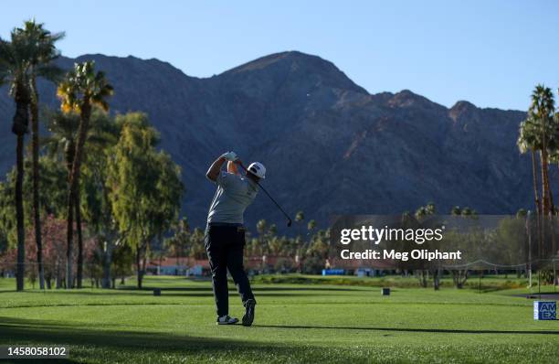 Ben Taylor of England plays his shot from the ninth tee during the second round of The American Express at PGA West La Quinta Country Club on January...