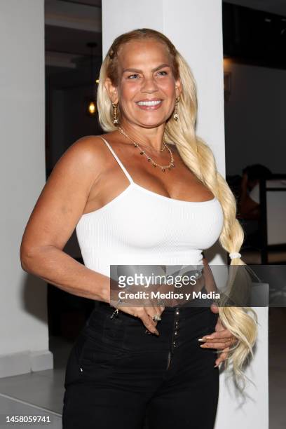 Niurka Marcos poses for photos during the press conference on the show 'La Drag Queen Soy Yo' on January 20, 2023 in Mexico City, Mexico.