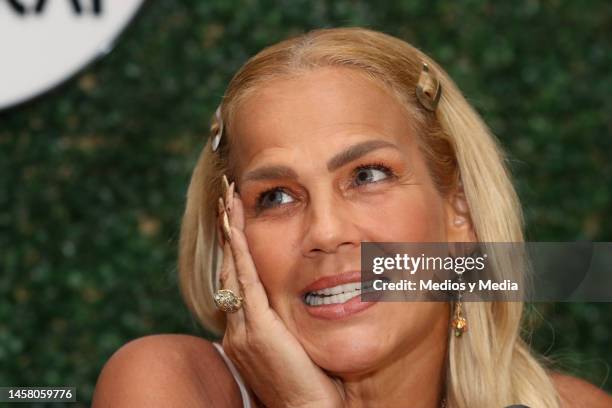 Niurka Marcos smiles during the press conference on the show 'La Drag Queen Soy Yo' on January 20, 2023 in Mexico City, Mexico.