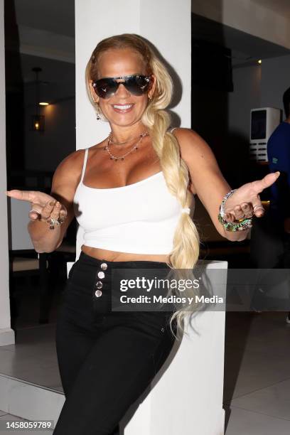 Niurka Marcos poses for photos during the press conference on the show 'La Drag Queen Soy Yo' on January 20, 2023 in Mexico City, Mexico.