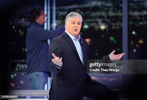 Sean Hannity during a tping of "Hannity" at Fox News Channel Studios on January 20, 2023 in New York City.