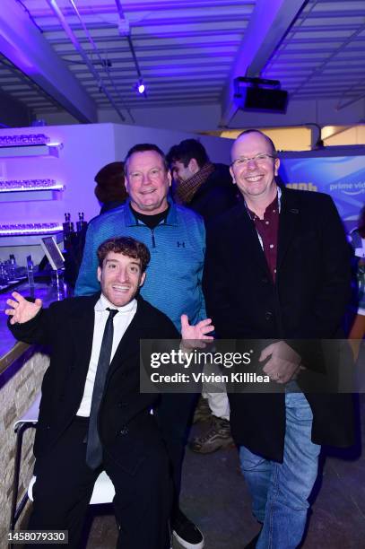 Nic Novicki, Mark Whitley and founder and CEO of IMDb, Col Needham attend Acura Festival Village at The Sundance Film Festival 2023 on January 20,...