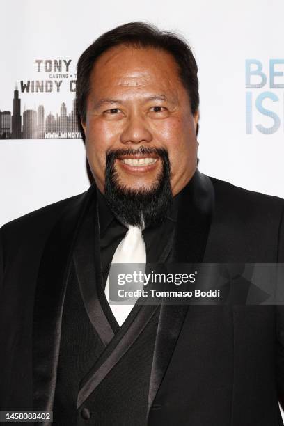 Bill Victor Arucan attends the Bermuda Island Movie World Premiere at Fine Arts Theatre on January 20, 2023 in Beverly Hills, California.