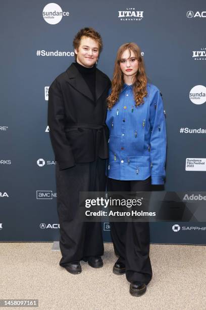 Mitchell Hoog and Johnny Sequoyah attend the 2023 Sundance Film Festival "Fancy Dance" Premiere at Eccles Center Theatre on January 20, 2023 in Park...