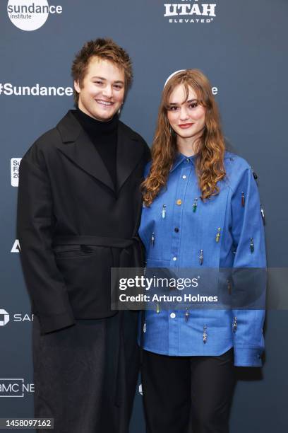 Mitchell Hoog and Johnny Sequoyah attend the 2023 Sundance Film Festival "Fancy Dance" Premiere at Eccles Center Theatre on January 20, 2023 in Park...