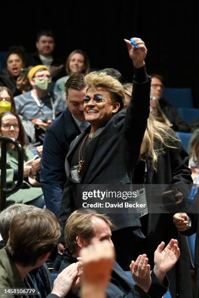 Saúl Armendáriz acknowledges the audience before the 2023 Sundance Film Festival "CASSANDRO" Premiere at the Ray Theater on January 20, 2023 in Park...