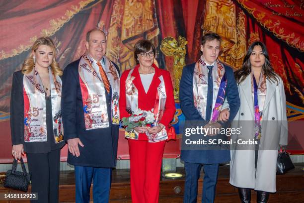 Camille Gottlieb, Prince Albert II of Monaco, Princess Stephanie of Monaco, Louis Ducruet and Marie Chevalier attend the 45th International Circus...