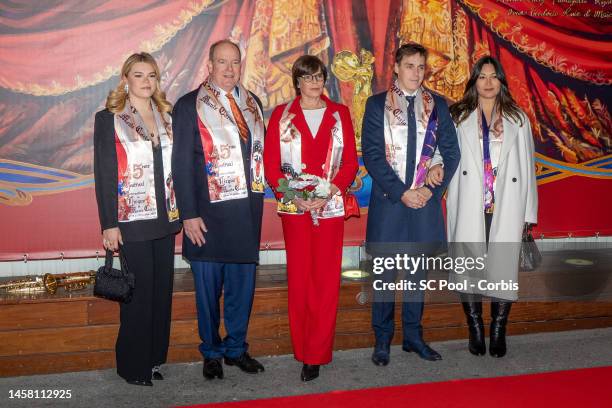 Camille Gottlieb, Prince Albert II of Monaco, Princess Stephanie of Monaco, Louis Ducruet and Marie Chevalier attend the 45th International Circus...