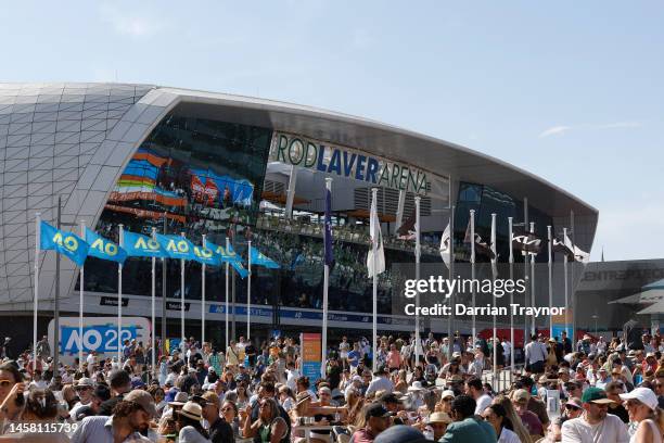 General view of the crowd in Melbourne Park during day six of the 2023 Australian Open at Melbourne Park on January 21, 2023 in Melbourne, Australia.