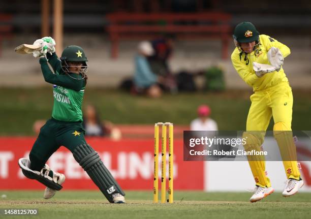 Muneeba Ali Siddiqui of Pakistan bats during game three of the Women's One Day International Series between Australia and Pakistan at North Sydney...