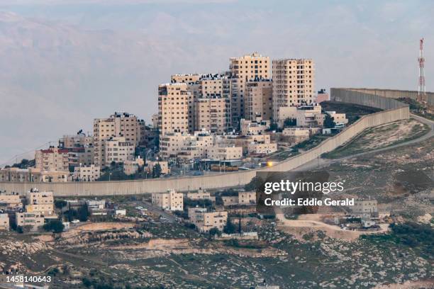 the separation wall in abu dis, west bank - holy land stock pictures, royalty-free photos & images