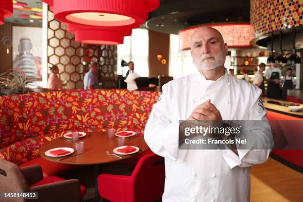 In this image released on January 21 Chef Jose Andres captured at their new restaurant Jaleo during the Grand Reveal Weekend of Dubai’s new...