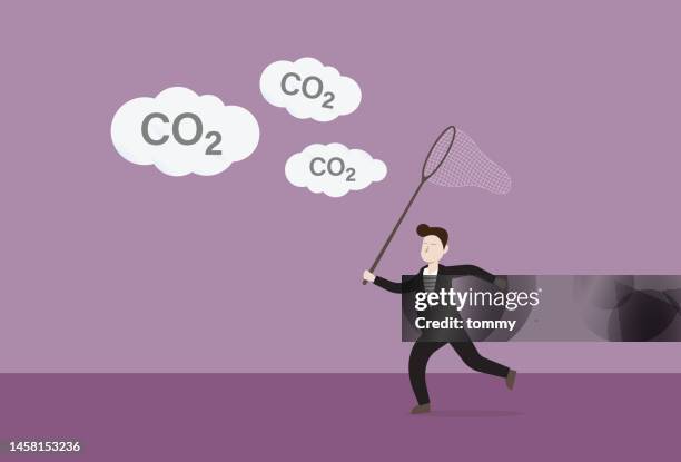 co2 emissions reduction, carbon capture - carbon footprint reduction stock illustrations