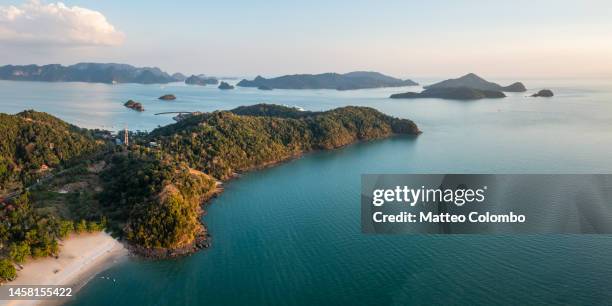 islands and coastline at sunset, langkawi, malaysia - pulau langkawi stock pictures, royalty-free photos & images