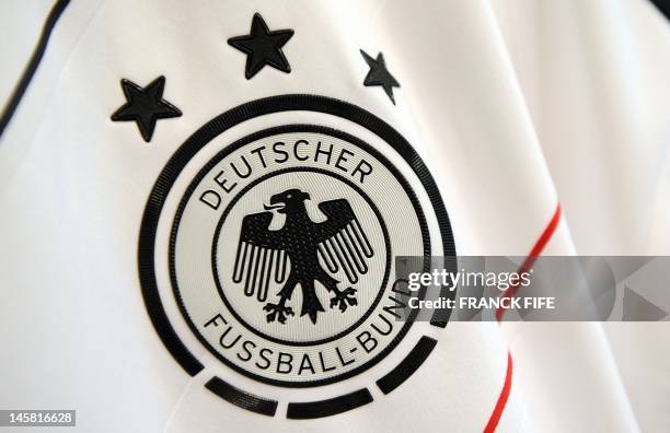 Picture taken on June 3, 2012 in Paris shows the jersey of the German Football Federation. AFP PHOTO / FRANCK FIFE