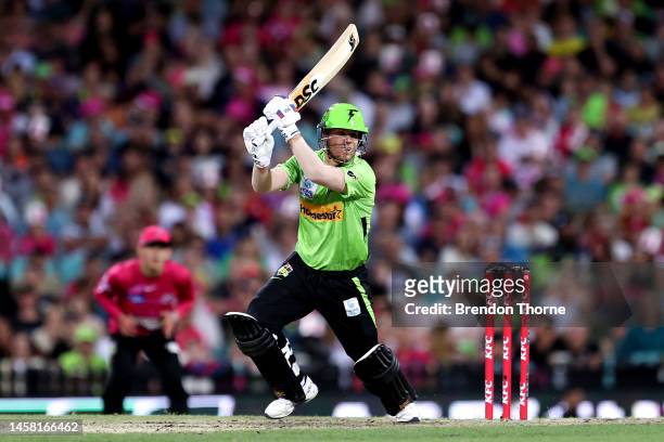 David Warner of the Thunder bats during the Men's Big Bash League match between the Sydney Sixers and the Sydney Thunder at Sydney Cricket Ground, on...