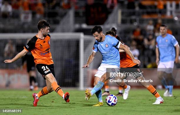 Mathew Leckie of Melbourne in action during the round 13 A-League Men's match between Brisbane Roar and Melbourne City at Moreton Daily Stadium, on...