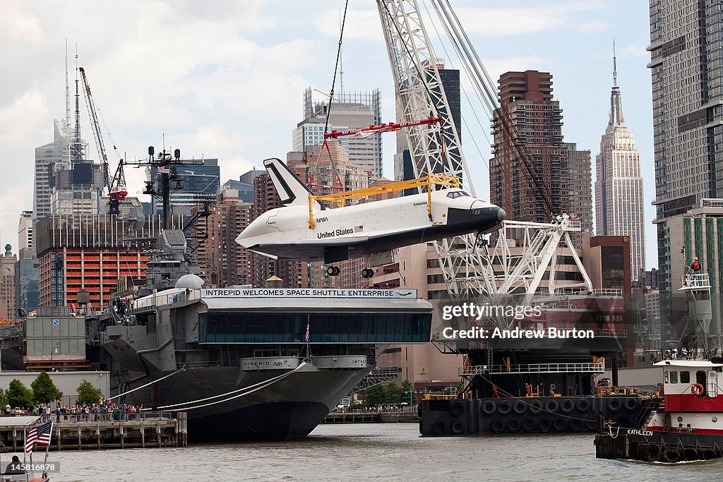 Space Shuttle Enterprise Is Delivered To Intrepid Air Sea And Space Museum