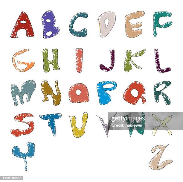 stockillustraties, clipart, cartoons en iconen met vector of colors english letters of a to z symbol alphabet on white background - naughty in class