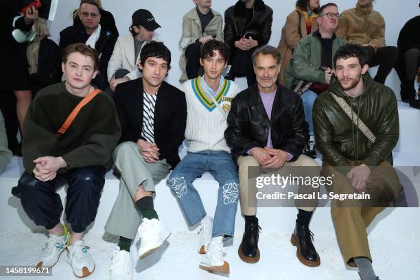 Kit Connor, Will Sharpe, Troye Sivan, Murray Bartlett and a guest attend the Loewe Menswear Fall-Winter 2023-2024 show as part of Paris Fashion Week...
