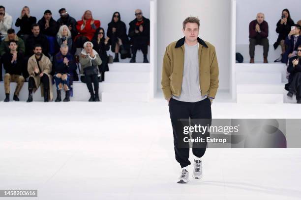 Fashion designer Jonathan Anderson walks the runway during the Loewe Menswear Fall-Winter 2023-2024 show as part of Paris Fashion Week on January 21,...