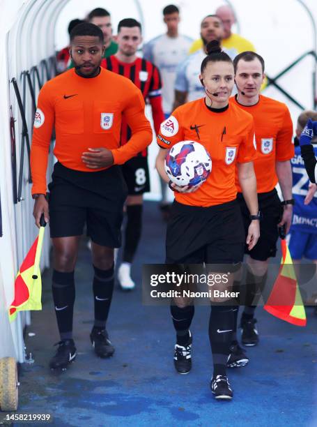 Rebecca Welsh becomes first woman appointed to referee a Championship game for Birmingham vs Preston during the Sky Bet Championship between...