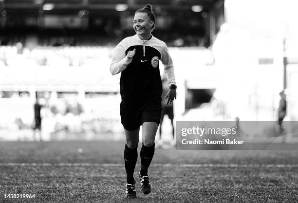 Rebecca Welsh becomes first woman appointed to referee a Championship game for Birmingham vs Preston during the Sky Bet Championship between...