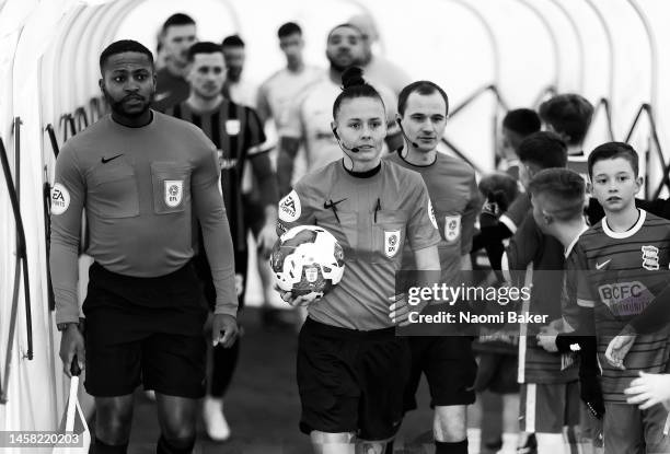 Rebecca Welsh becomes first woman appointed to referee a Championship game for Birmingham vs Preston during the Sky Bet Championship between...