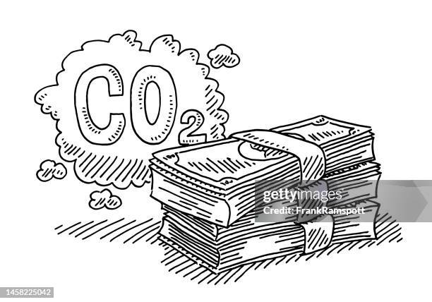 carbon pricing drawing - climate change money stock illustrations