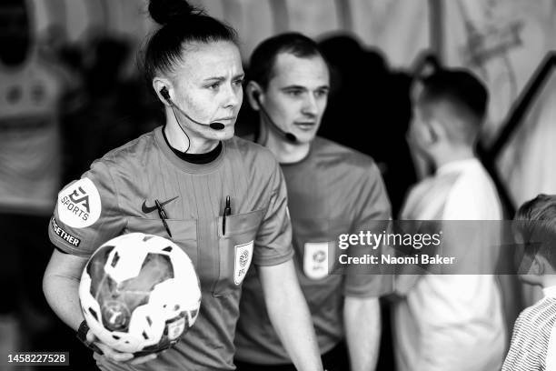 Rebecca Welsh becomes first woman appointed to referee a Championship game for Birmingham vs Preston during the Sky Bet Championship between...