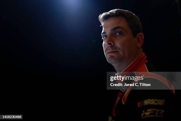 Driver Stewart Friesen poses for a photo during NASCAR Production Days at Charlotte Convention Center on January 17, 2023 in Charlotte, North...