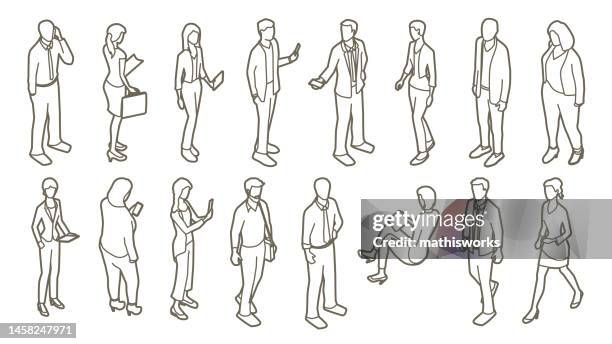 business people outlines - line art people stock illustrations