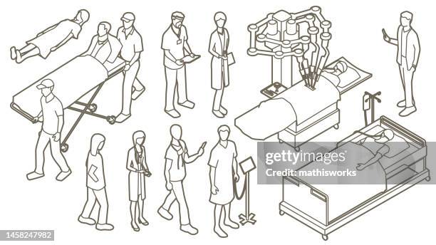 healthcare people outlines - operating gown stock illustrations