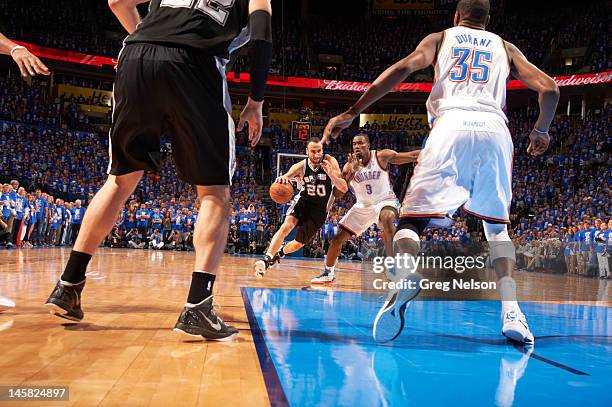 Playoffs: San Antonio Spurs Manu Ginobili in action vs Oklahoma City Thunder at Chesapeake Energy Arena. Game 3. Oklahoma City, OK 5/31/2012 CREDIT:...