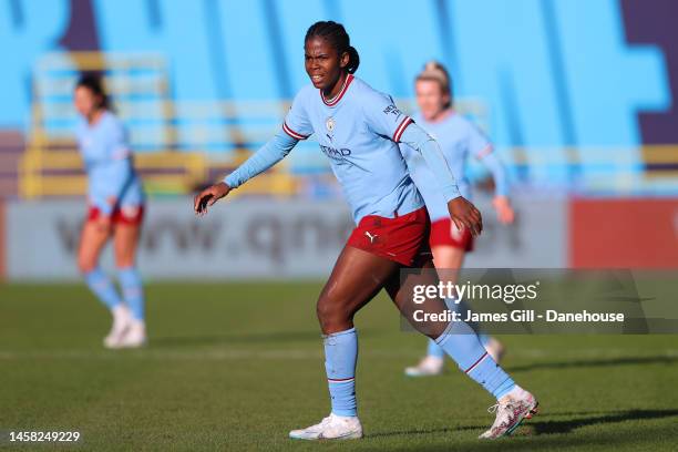 Khadija Shaw of Manchester City during the FA Women's Super League match between Manchester City and Aston Villa at The Academy Stadium on January...