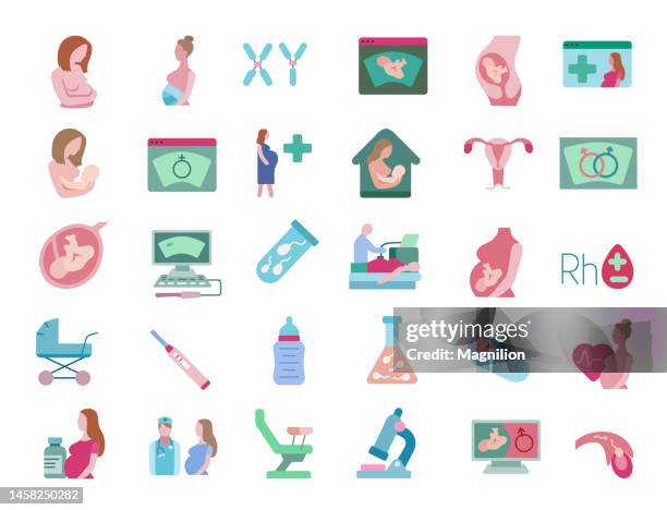 stockillustraties, clipart, cartoons en iconen met pregnancy flat icons set - artificial insemination