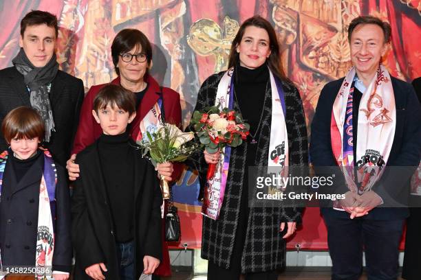 Louis Ducruet, Princess Stephanie of Monaco, Raphael Elmaleh, Charlotte Casiraghi and Stephane Bern attend the 45th International Circus Festival :...
