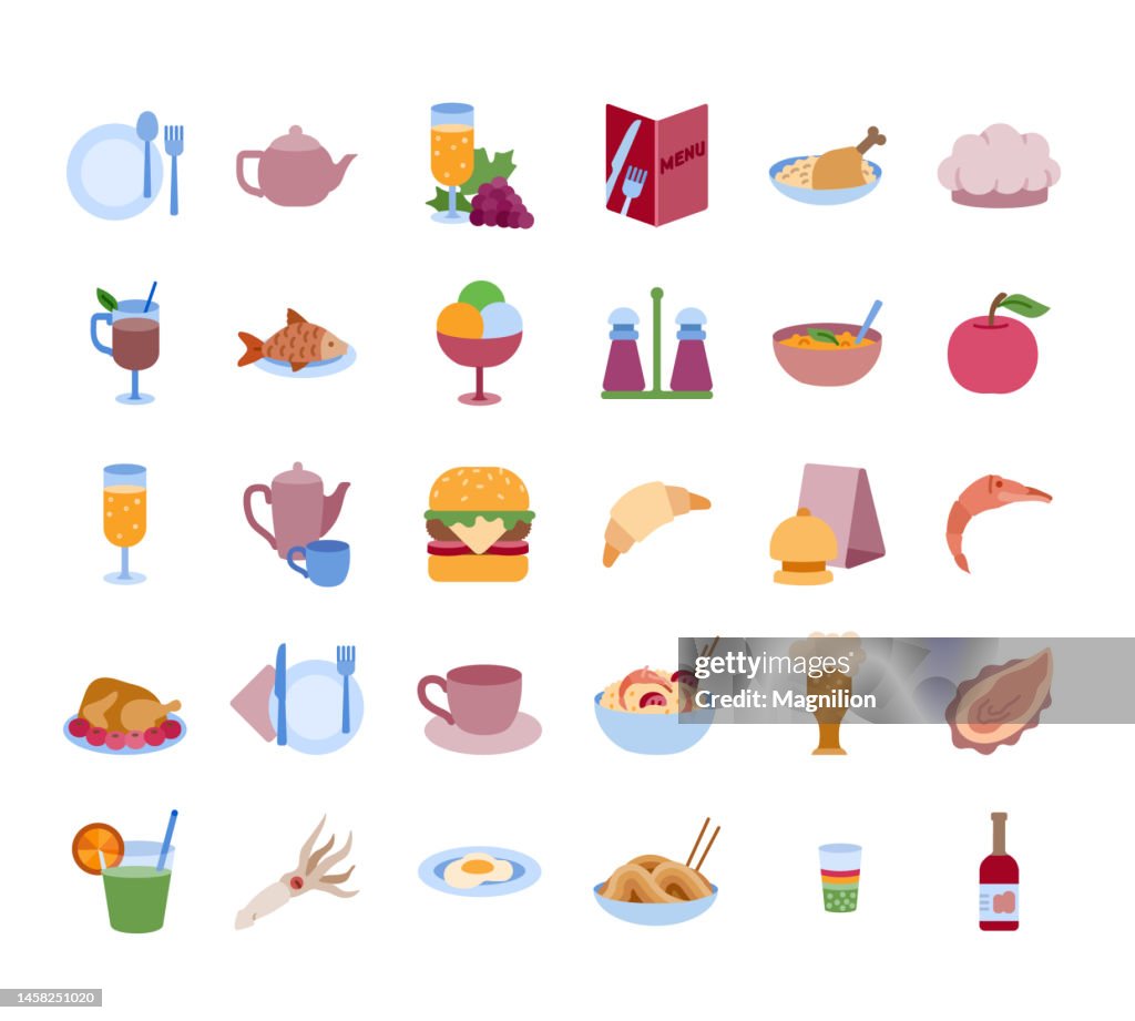 Restaurant Flat Icons Set