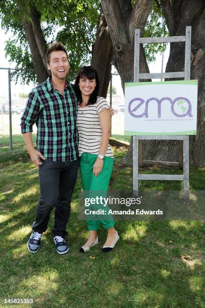 Singer Lance Bass and actress Constance Zimmer attend The Environmental Media Association's 3rd Annual Garden Luncheon at Carson Senior High School...