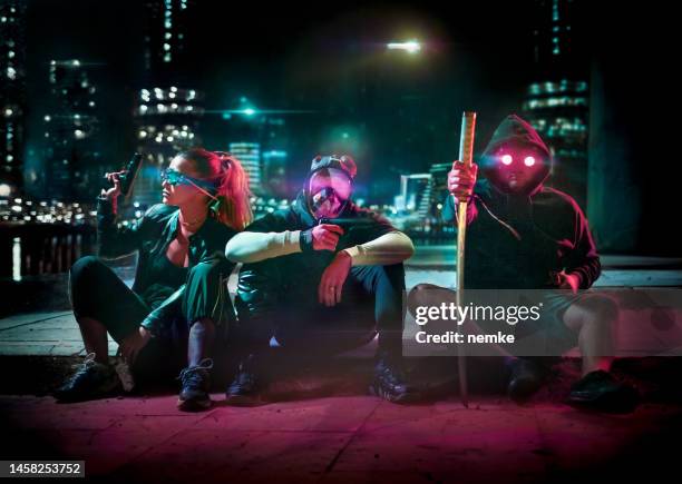 anime futuristic people - hologram city stock pictures, royalty-free photos & images